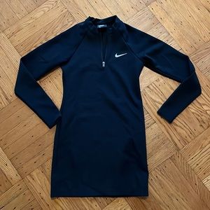 Nike long sleeve zip black mini dress